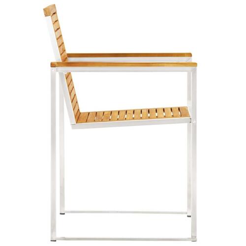 Havestole 2 stk. massivt teak og rustfrit stål
