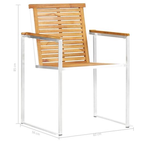 Havestole 2 stk. massivt teak og rustfrit stål