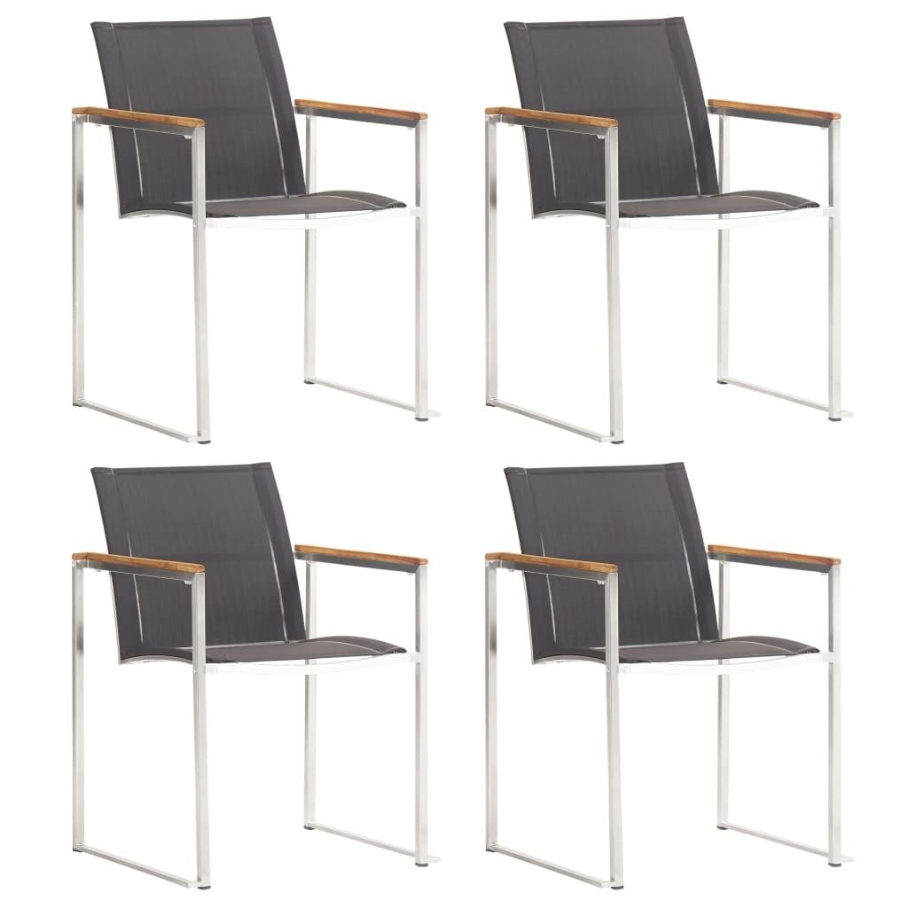 Havestole 4 stk. textilene og rustfrit stål grå