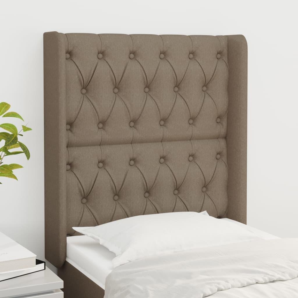 Sengegavl med kanter 83×16×118/128 cm - stof gråbrun billede