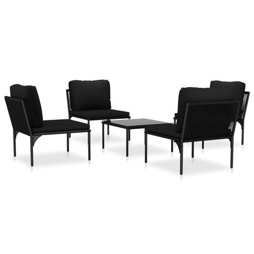 Haveloungesæt 5 dele med hynder PVC sort