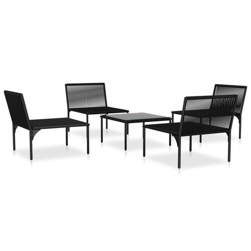 Haveloungesæt 5 dele med hynder PVC sort