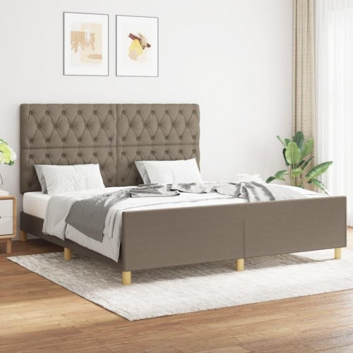 Sengeramme med sengegavl 160x200 cm - stof, gråbrun