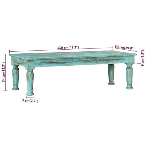 Sofabord 110x50x34 cm massivt genbrugstræ