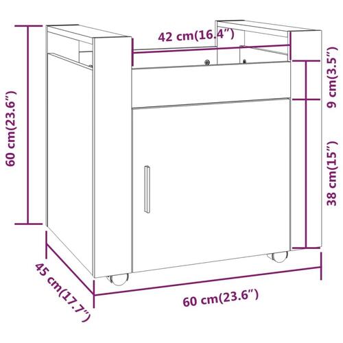 Kontorvogn 60x45x60 cm konstrueret træ sort