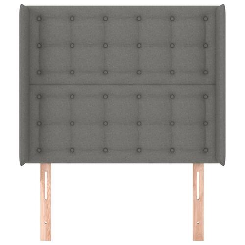 Sengegavl med kanter 93x16x118/128 cm stof mørkegrå