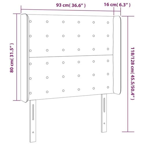 Sengegavl med kanter 93x16x118/128 cm stof mørkegrå