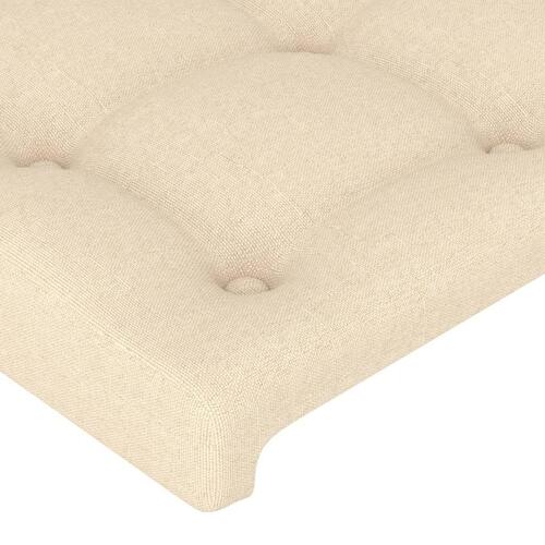 Sengegavl med kanter 147x16x118/128 cm stof cremefarvet