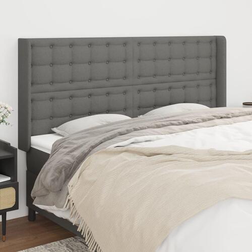 Sengegavl med kanter 183x16x118/128 cm stof mørkegrå