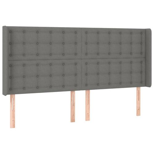 Sengegavl med kanter 183x16x118/128 cm stof mørkegrå