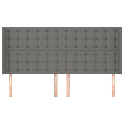 Sengegavl med kanter 183x16x118/128 cm stof mørkegrå