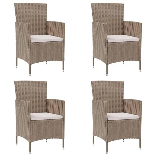 Havestole med hynder 4 stk. polyrattan beige