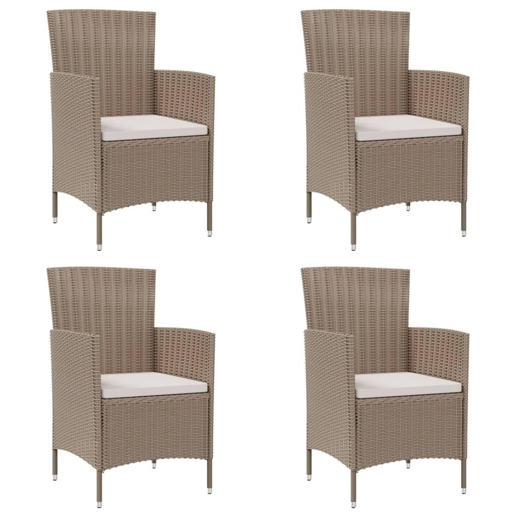 Havestole med hynder 4 stk. polyrattan beige