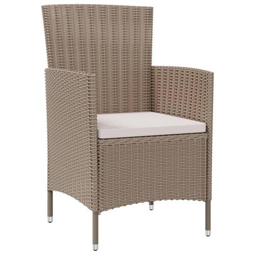 Havestole med hynder 4 stk. polyrattan beige