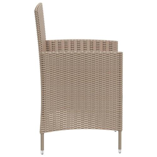 Havestole med hynder 4 stk. polyrattan beige