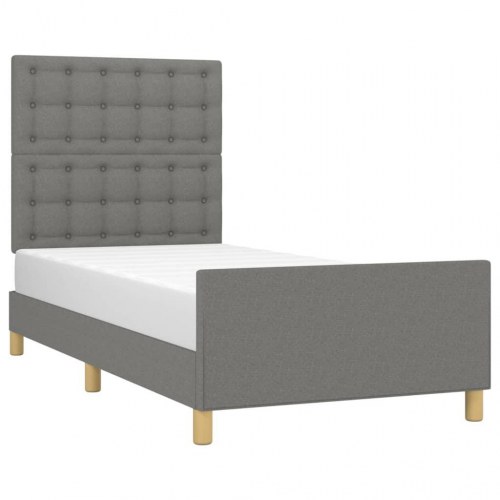 Sengeramme med sengegavl 90×200 cm - stof, mørkegrå