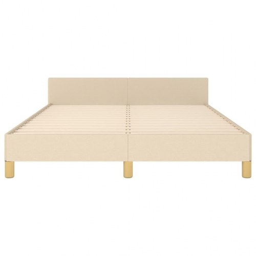 Sengeramme med sengegavl 140x190 cm - stof, cremefarvet