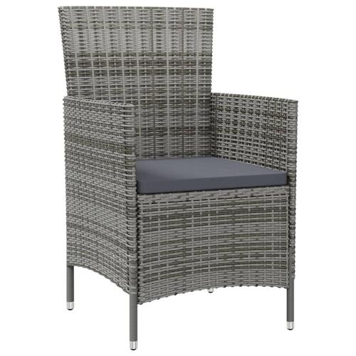 Havestole med hynder 4 stk. polyrattan grå