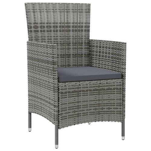 Havestole med hynder 4 stk. polyrattan grå