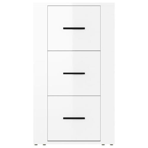 Skænk 40x33x70 cm konstrueret træ hvid højglans