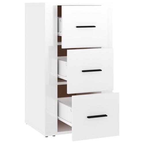 Skænk 40x33x70 cm konstrueret træ hvid højglans