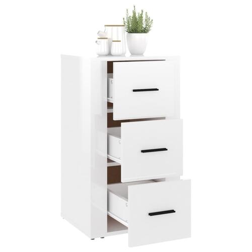 Skænk 40x33x70 cm konstrueret træ hvid højglans