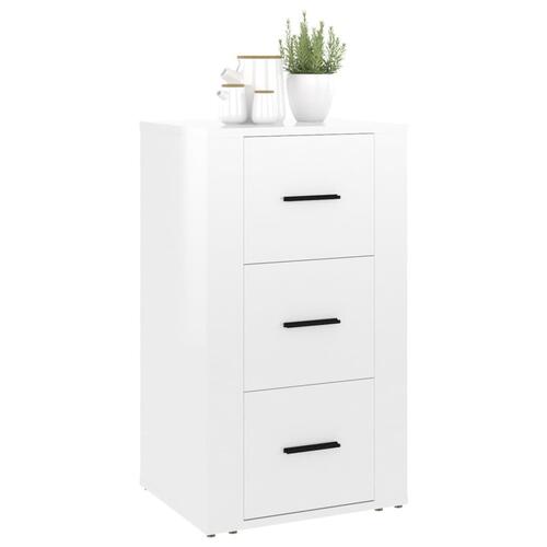 Skænk 40x33x70 cm konstrueret træ hvid højglans