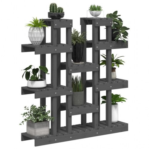 Plantestativ 104,5x25x109,5 cm massivt fyrretræ grå