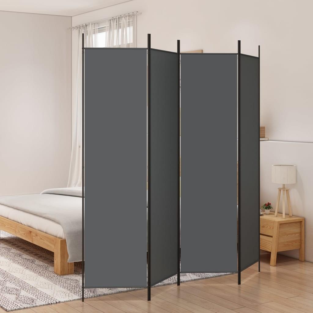 4-panels rumdeler 200x200 cm stof antracitgrå