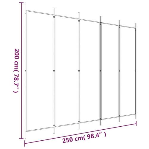 5-panels rumdeler 250x200 cm stof brun