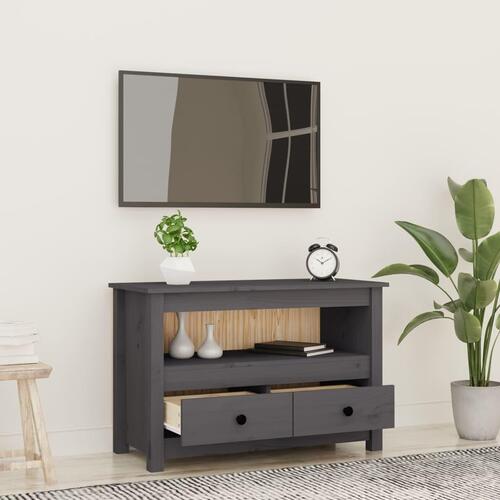 Tv-bord 79x35x52 cm massivt fyrretræ grå