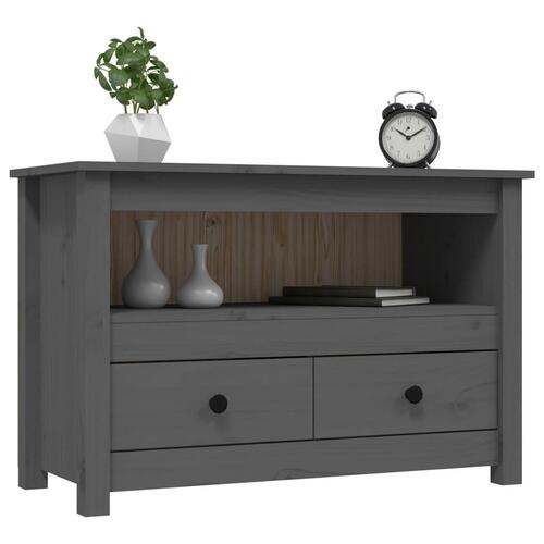 Tv-bord 79x35x52 cm massivt fyrretræ grå