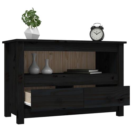 Tv-bord 79x35x52 cm massivt fyrretræ sort