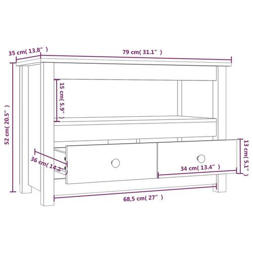 Tv-bord 79x35x52 cm massivt fyrretræ sort