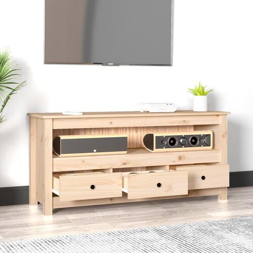 Tv-bord 114x35x52 cm massivt fyrretræ