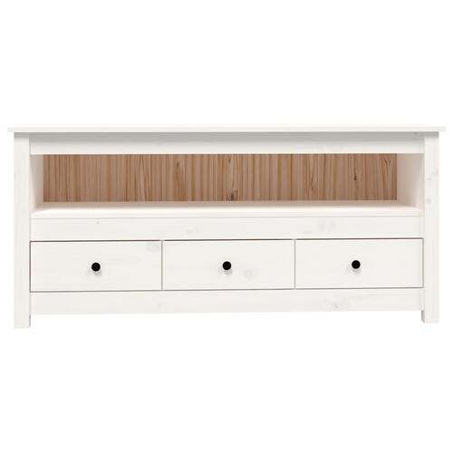 Tv-bord 114x35x52 cm massivt fyrretræ hvid