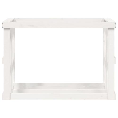 Udendørs brændestativ 108x52x74 cm massivt fyrretræ hvid
