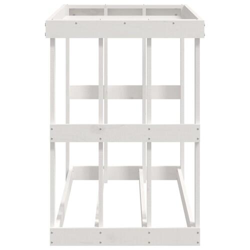Udendørs brændestativ 108x52x74 cm massivt fyrretræ hvid