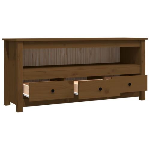 Tv-bord 114x35x52 cm massivt fyrretræ gyldenbrun