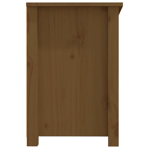 Tv-bord 114x35x52 cm massivt fyrretræ gyldenbrun