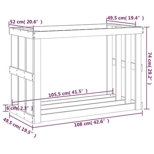 Udendørs brændestativ 108x52x74 cm massivt fyrretræ sort