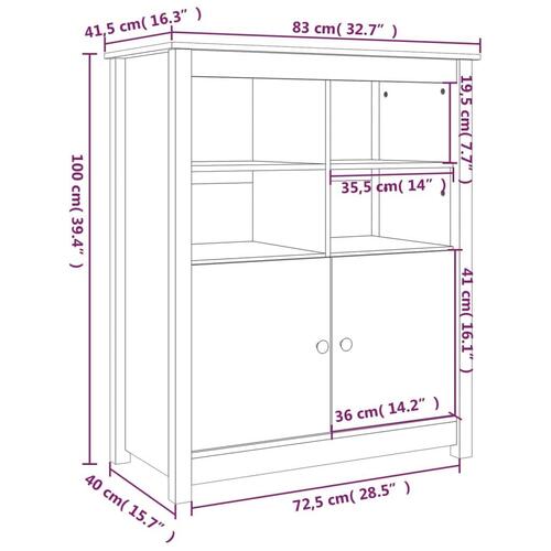 Skænk 83x41,5x100 cm massivt fyrretræ gyldenbrun