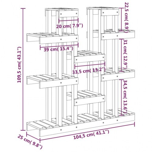 Plantestativ i massivt fyrretræ - 104,5 × 25 × 109,5 cm