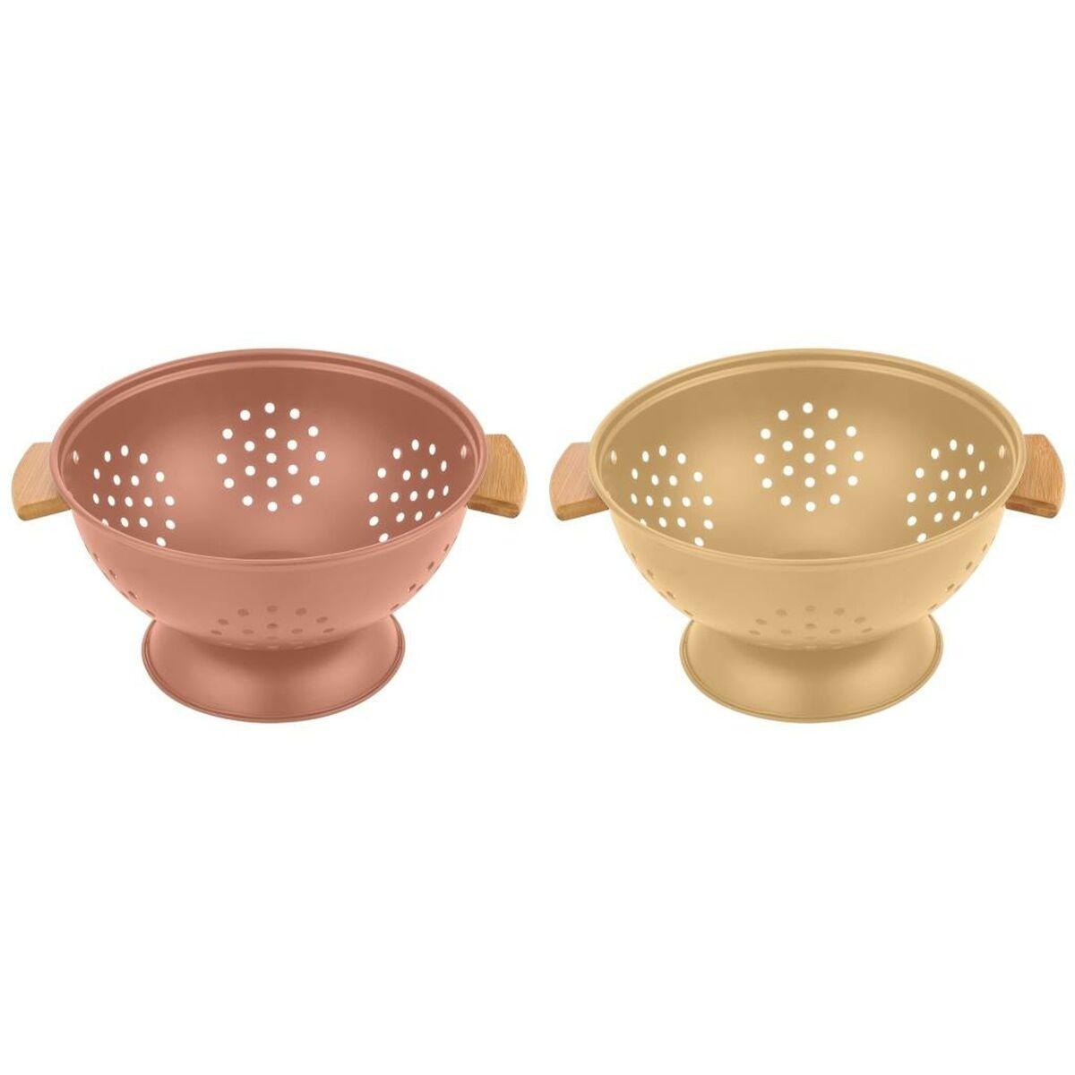 Si til pasta 30 x 24,5 x 14 cm Terrakotta Rustfrit stål Gul (2 enheder)