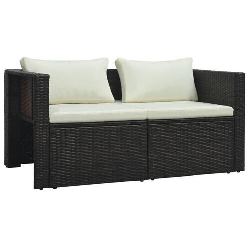 Haveloungesæt 6 dele med hynder polyrattan brun