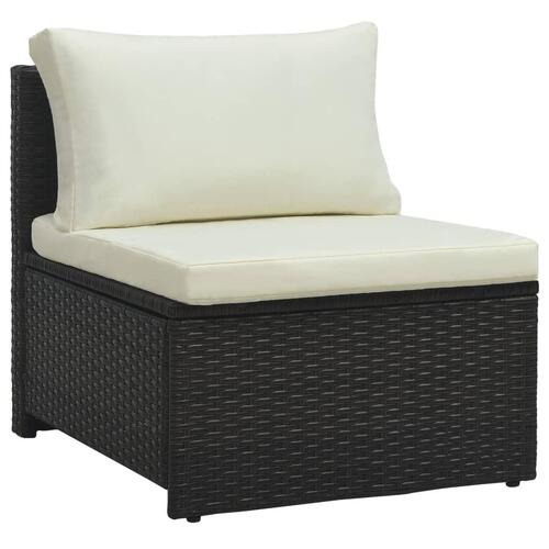 Haveloungesæt 6 dele med hynder polyrattan brun