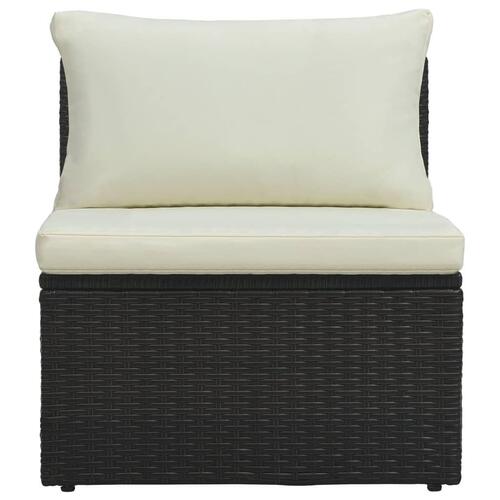 Haveloungesæt 6 dele med hynder polyrattan brun