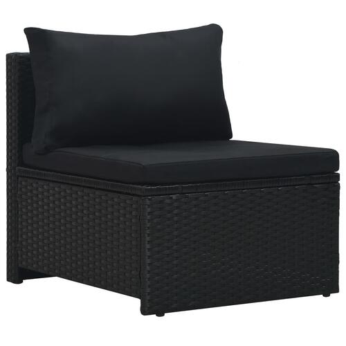 Haveloungesæt 6 dele med hynder polyrattan sort