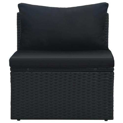 Haveloungesæt 6 dele med hynder polyrattan sort
