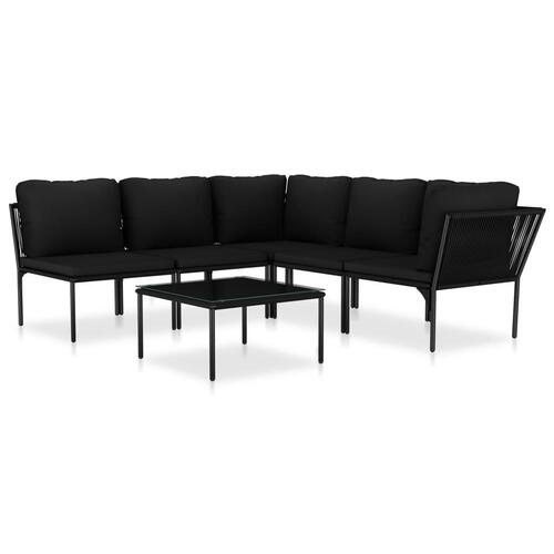 Haveloungesæt 6 dele med hynder PVC sort